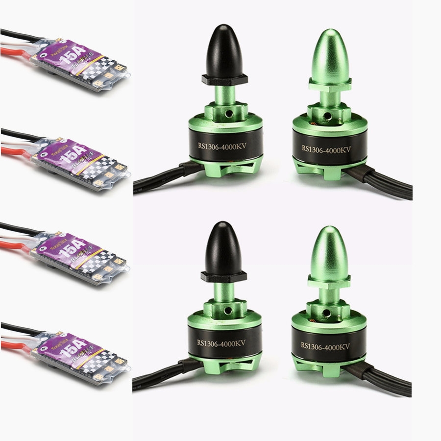 4X Racerstar RS Series 1306 RS1306 4000KV 3-4S Brushless Motor + 4X Racerstar MS 15A ESC BLHeLi_S