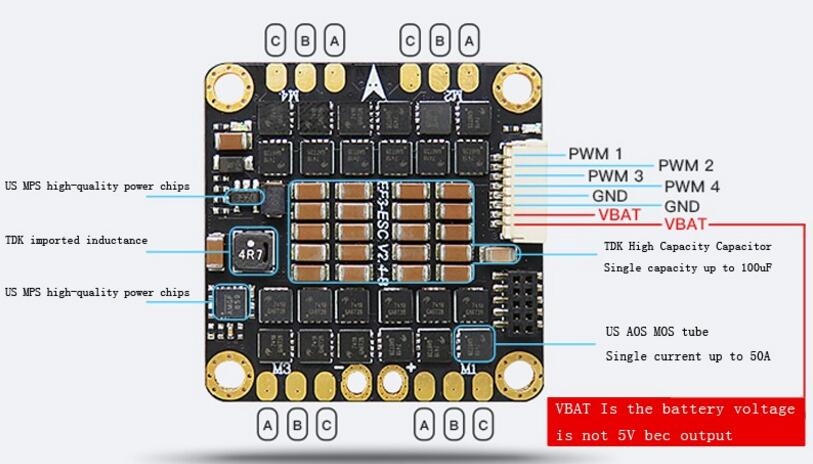 FLYTOWER F3 Spare Part 30A 2-4S BLHeli_S 4 In 1 ESC DSHOT Integrated PDB