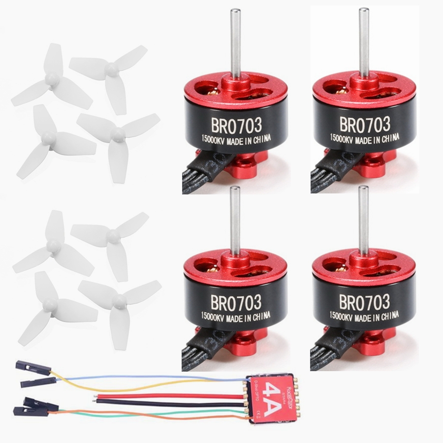 4X Racerstar 0703 BR0703 15000KV 1-2S Motor + Star4 4A 1S Blheli_S Dshot600 ESC + 40mm 1.5 Inch Prop