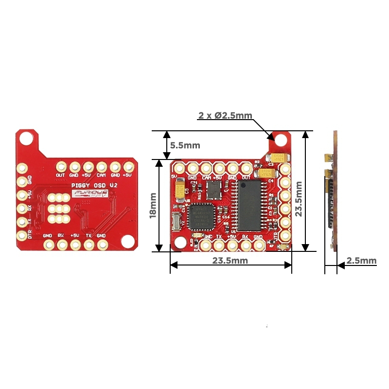 FuriousFPV PIGGY OSD V2 for Betaflight/Kiss/Raceflight FC Support Runcam Foxeer Lumenier TBS Camera