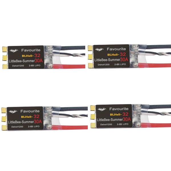 4X Favourite Littlebee FVT Summer 30A Blheli_32 2-6S DSHOT1200 Ready FPV Racing ESC w/ Current Limit