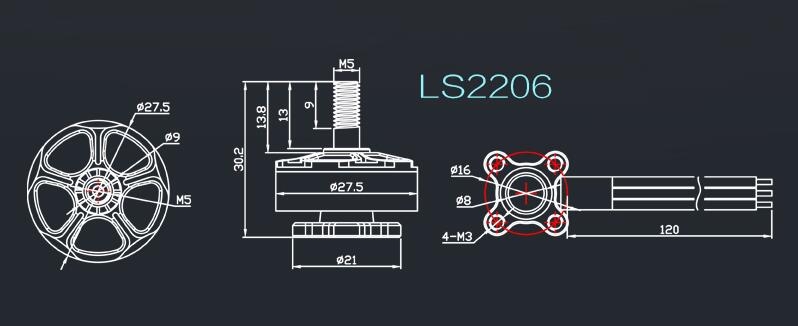 4X EMAX LS2206 Lite Spec 2206 2300KV 3-5S CW Thread Brushless Motor for FPV Racing Drone