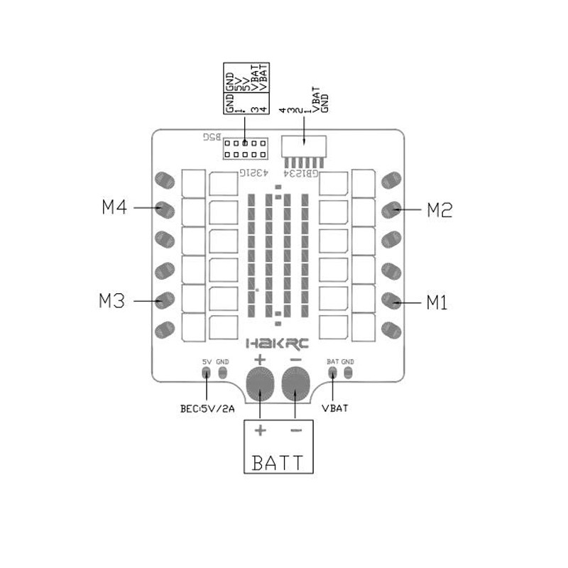 Hakrc 40A 40amp 4 In 1 ESC BLHeli_S BB2 2-6S Dshot600 Built-in 5V 2A BEC For RC Drone FPV Racing Multi Rotor