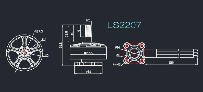 4X EMAX LS2207 Lite Spec 2207 2550KV 3-5S CW Thread Brushless Motor for RC Drone FPV Racing